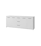 Forte PILVI Sideboard 180, Großes Sideboard mit 4 Türen und 3 Schubladen, Holzwerkstoff, Weiß,...