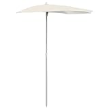 vidaXL Sonnenschirm Halbrund mit Mast Balkonschirm Terrassenschirm Gartenschirm Marktschirm...