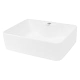 LuxeBath Waschbecken Keramik 480x380x140 mm eckig Weiß, Aufsatzwaschbecken für...