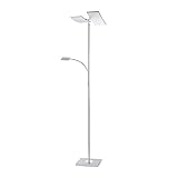 LeuchtenDirekt LED Stehlampe dimmbar | Deckenfluter mit flexibler Leselampe aus Edelstahl | Moderne...