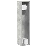 QJBSAVVA Schmaler Badezimmerschrank Betongrau 20,5 x 20 x 90 cm aus Holzwerkstoff mit Rollenhalter...