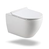 Hänge WC Toilette Komplettset aus Keramik - Wand WC mit WC Sitz mit Absenkautomatik - Toiletten mit...
