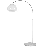 MONZANA® Bogenlampe Marmor 190-210 cm Höhenverstellbar Fußschalter Schwenkbar E27 Edelstahl 40W...