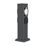 ledscom.de Garten Steckdosensäule Polly für außen, IP44, Timer/Zeitschaltuhr, 3-Fach, Edelstahl,...