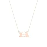 MOVAWAKY Damen-Halskette aus Edelstahl mit Händen als Herz als Pfirsichherz, rose gold,...
