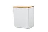 tesa BABOO L Badorganizer mit Bambus-Deckel, matt-weiß - Bad-Aufbewahrungsbox zur Wandmontage ohne...