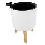 Toyvian Moderner Blumentopf mit Holzständer Großer Pflanzkübel aus Langlebigem Weißer Übertopf...