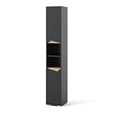 Vicco Badschrank Marelle, Anthrazit/Anthrazit, 30 x 180 cm mit Türen, und offenen Fächern