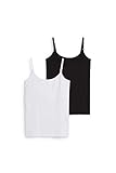 C&A Damen Spaghetti-Top Ärmellos 2er Pack|Multipack Umstandsmode weiß/schwarz S