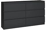 3xEliving Kommode, Sideboard DEMII mit 6 Schubladen in Schwarz, Höhe: 78 cm Breite: 120 cm Tiefe:...