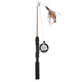 TOGEVAL Interaktiver Katzen Teaser Stick mit Verstellbarer Angelrute Langlebiges Federspielzeug für...