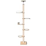Moderner Kratzbaum für Katzen, vom Boden bis zur Decke, natürliches Sisalseil, mit Pedal,...