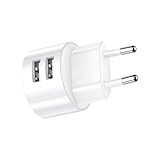 Leloco USB Steckdosenadapter - USB Netzteil Flach 2 Ports Mehrfach Ladegerät, 5V 2,1A, kompatibel...