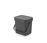 Brabantia Sort & Go Lebensmittelabfalleimer (3L / grau), kleiner Kompostbehälter für die...