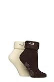 Elle Damen-Lounge-Socken - 2 Paar Multipack Thermo-Bett-Stil mit rutschfestem Griff, weich und warm...