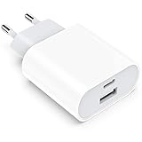 USB C Ladegerät, 20W 2Port USBC Netzteil Adapter Mehrfach für iPhone 16/16 Pro/16 Pro Max/16...