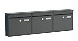 BASI Briefkasten 3er Set | Wandbriefkasten aus Stahl | Farbe Anthrazit Matt | mit Namensschild |...