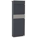 Zelsius Briefkasten mit Zeitungsfach | Postbox in Anthrazit (RAL7016) mit Edelstahl Zeitungsfach |...