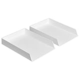Amazon Basics Kunststoff-Organizer, Briefablage, Weiß, 2 Stück