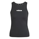 adidas Damen Essentials LINEAR Slim Cotton Tank, Black/White, S
