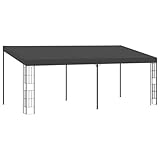 HETFTJN Anthrazit Wand-Pavillon 6x3 m Stahlrahmen Sonnendach Outdoor Schatten Pavillon für Terrasse...