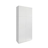 ML-Design Mehrzweckschrank mit 2 Türen und 8 Fächern, Holz, Weiß, 80x182,4x37 cm, hoch, modern,...