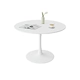GrandCA HOME Moderner Runder Esstisch weiß 110 cm mit Säulenfuß im Tulpendesign, Mid-Century...