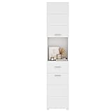 FOREHILL Badezimmerschrank, Badschrank, schmaler Badezimmer Hochschrank mit 2 Türen und 1...