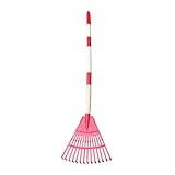 Laubbesen für Rasen, 14 Zähne, Rasenrechen mit langem Griff, ergonomischer Fächer für Rasen,...