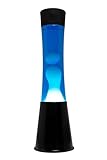 FISURA - Weiße und blaue Lavalampe. Schwarzer Sockel, blaue Flüssigkeit und weiße Lava. Lavalampe...