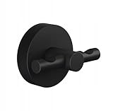 tesa MOON BLACK Bademantelhaken, matt schwarz - für Bäder im Industrial Style und moderne...