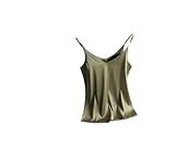 Damen-Spaghettiträger-Top, Neckholder, V-Ausschnitt, ärmellos, Satin, Seide, Tank-Top, Camisole,...