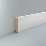 Sockelleiste weiß - Weiß folierte MDF Fußbodenleiste - 2,5 Meter - RAL 9016-70 mm Höhe