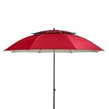 doppler derby Windprofi 200cm in Rot I Sonnenschirm für Strand sowie Balkon & Terrasse I Schirm...