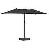 vidaXL Doppelseitiger Gartenschirm mit LED-Lichtern, Schwarz, 385 x 209 x 244 cm. Modernes, glattes...