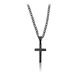 Halskette mit Kreuz-Anhänger Schwarz • Robuste Kreuzkette aus Edelstahl • 60 cm | 2mm •...