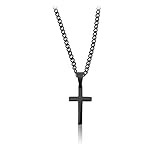 Halskette mit Kreuz-Anhänger Schwarz • Robuste Kreuzkette aus Edelstahl • 60 cm | 2mm •...