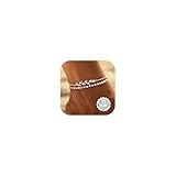 CASSIECA Fußkette Damen Silber Fussketten für Frauen Einstellbar Geschichtet Perlen Blatt...