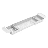 Sghtil Badewannentablett – ausziehbarer Duschregal mit Seifenschale – Organizer für Entspannung...