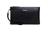 DORIS&JACKY Clutch-Geldbörse aus Leder, klein, mit Riemen, 6-Lammfell schwarz