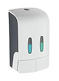 WENKO 2-Kammer Desinfektionsmittel- und Seifenspender Tartas Weiß, hygienischer Wand-Spender für...