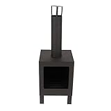 Rivanto® Terrassenofen Schwarz S aus Stahl, 38 x 38 x H108 cm, schwarz, Feuerstelle mit Kamin für...