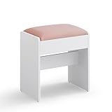 VASAGLE Hocker Schminktisch, Sitzhocker gepolstert, Makeup-Hocker aus Samt, mit rutschfesten...
