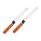 FIXOSHEE 2 Stück Teiliges Cake Scraper aus Lebensmittelechtem Edelstahl mit Rotem Holzgriff...