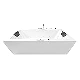 Basera® Classic Indoor Whirlpool Badewanne Naxos mit 24 Massagedüsen, Wasserfall, LED-Ambiente,...