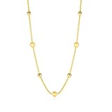 KENGRA Vielseitige Geometrische Perlenkette Mit Edelstahlhalskette Für Damen,Golden,40+6cm