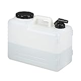 Relaxdays Wasserkanister mit Hahn, 15 Liter, Kunststoff bpa-frei, Weithals Deckel, Griff, Camping...