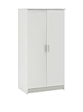 Multifunktions-Kleiderschrank mit zwei Türen mit sechs Einlegeböden, Farbe Weiß, Maße 55 x 108 x...