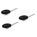 Cabilock 3 Stück Aluminium Steakpfanne Steakpfanne Eierpfanne Antihaftbeschichteter Wok Bratpfanne...