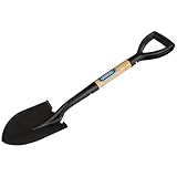 Draper 15072 Round Point Mini Shovel with Wood Shaft, 0 V, Black